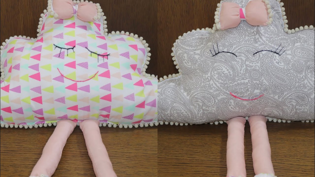 بدون ماكينه.... طريقه سهله جدا  لعمل السحابه والفيونكه #سحابه #hand_made  #أشغال يدويه #cloud