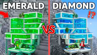 JJ and Mikey: EMERALD vs DIAMOND Modern House in Mountain in Minecraft ! - Maizen
