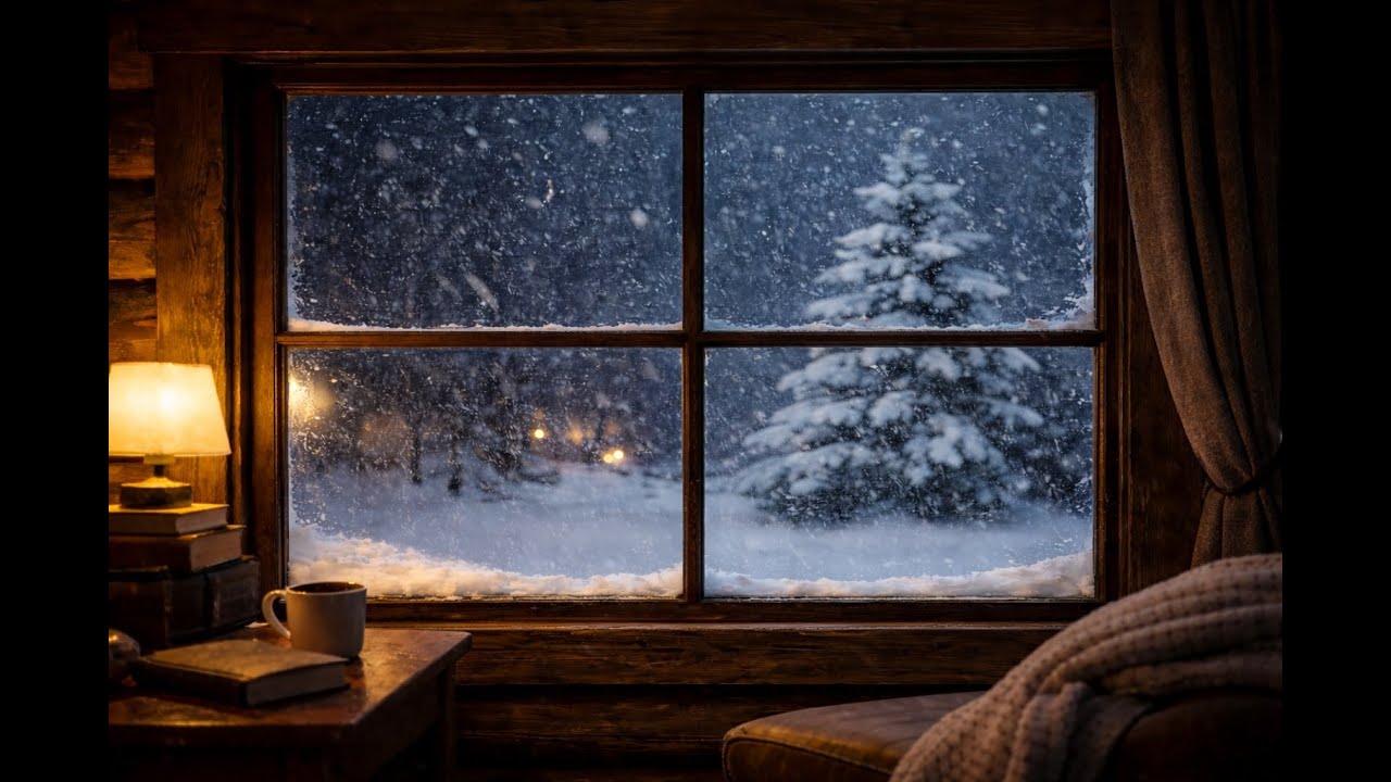 Cozy Cabin Blizzard Outside the Window | Winter Storm Ambience for Relaxation