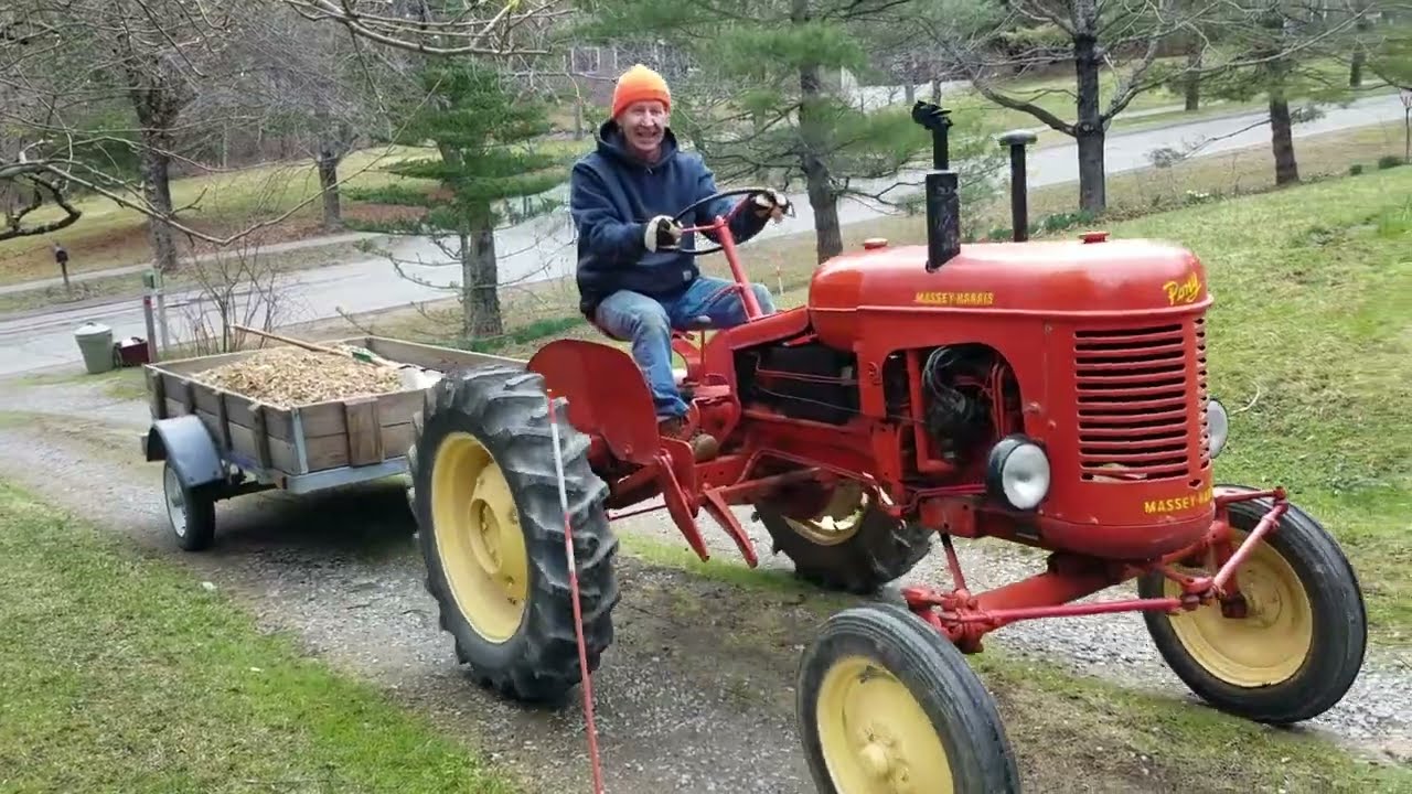 Moving Wood Chips With 1952 Massey Harris Pony - YouTube