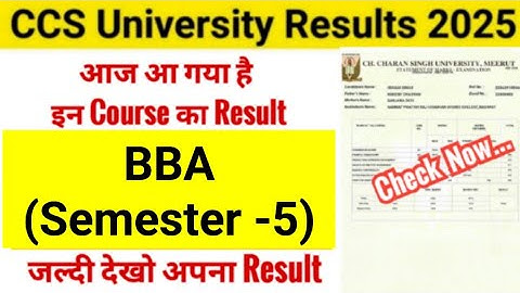 How to Check CCS University Result 2025 | CCSU BBA (Semester-5) Result Declared Today (Check Now)