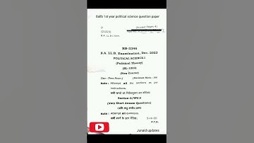 Ballb political science semester 1st 2023 question paper ccsu University||#questionpaper ||#shorts