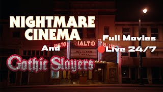 NIGHTMARE CINEMA and GOTHIC SLAYERS - FULL MOVIES
Nightmare Cinema and Gothic Slayers are streaming 24/7.
Nightmare Cinema: In this twisted horror anthology, five strangers are drawn to an abandoned theater and forced to watch their deepest and darkest fears play out before them. Lurking in the shadows is the Projectionist, who preys upon their souls with his collection of disturbing films. As each reel spins its sinister tale, the characters find frightening parallels to their own lives.
Gothic Slayers: Two best friends must face off against a demonic cult that has not only kidnapped their friend but also threatens to destroy their hometown.
Watch AD-FREE on Cranked Up TV: https://www.crankeduptv.com NIGHTMARE CINEMA and GOTHIC SLAYERS - FULL MOVIES