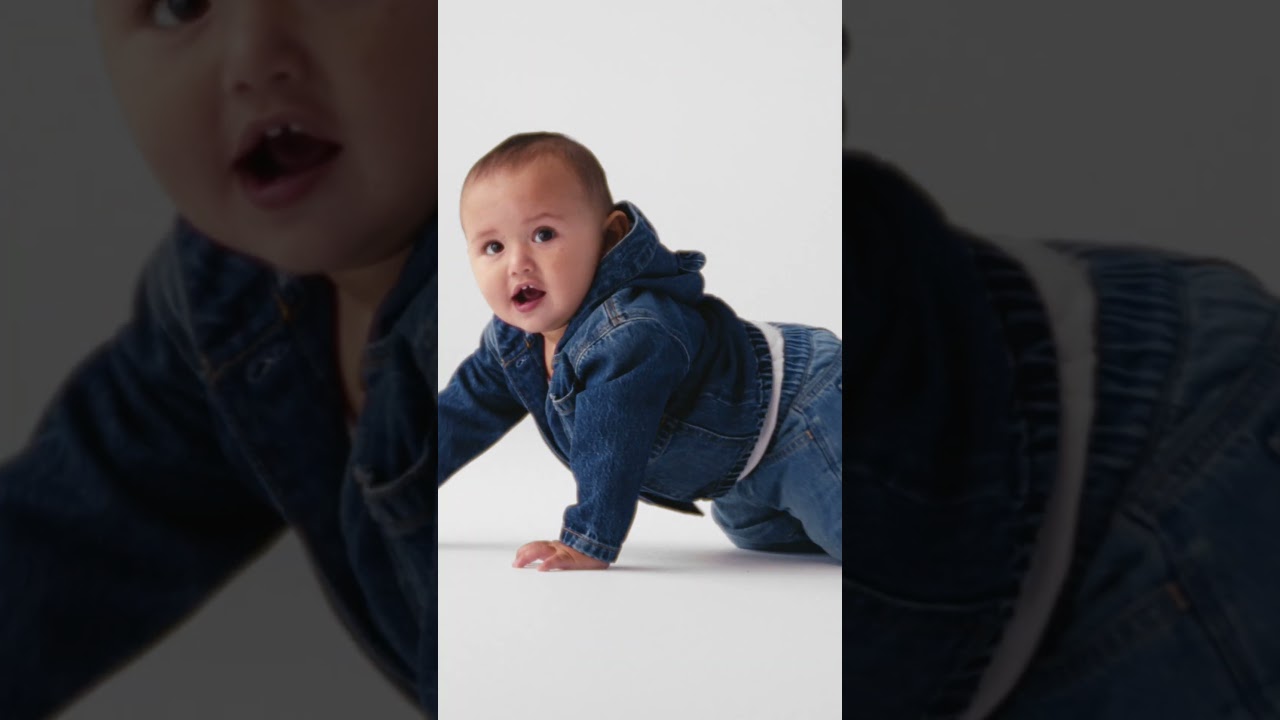 Baby&rsquo;s first denim hoodie.