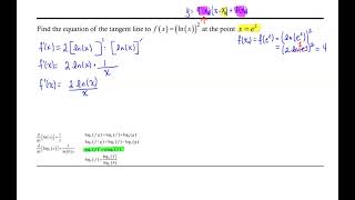Finding the Tangent Line to a Logarithmic Function