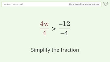 Solving Linear Inequalities: -4w is Smaller Than -12