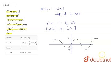 The set of points of discontinuity  of the function `f(x)=|sin x|` is