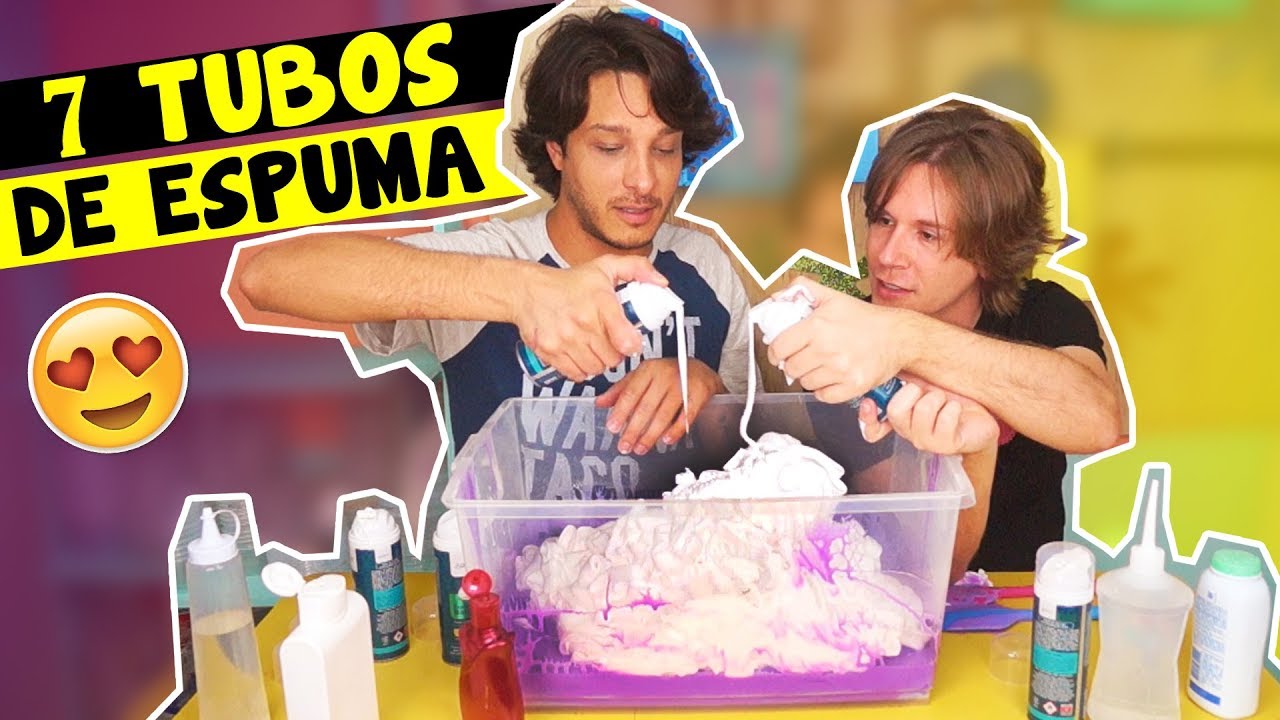 receita de slime com borax I MAKE THE LARGEST FLUFFY SLIME OF THE CHANNEL WITH 7 BARBEAR FOAM TUBES