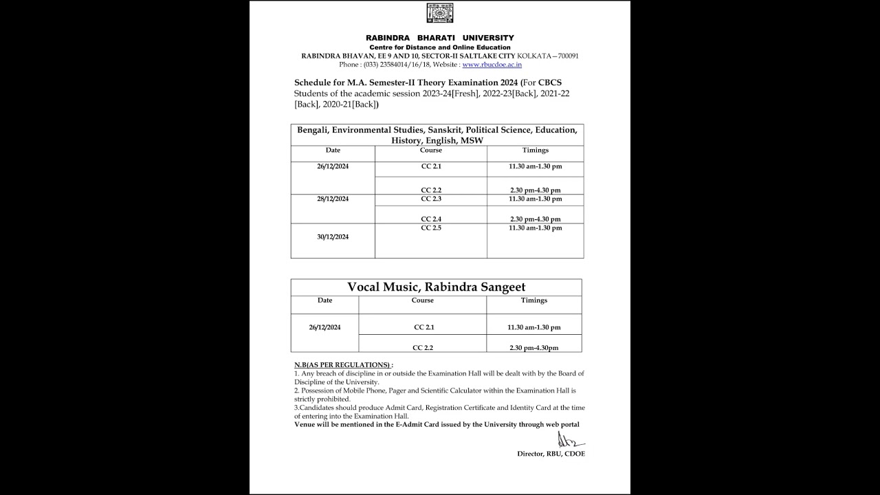 RBU MA HISTORY 2nd Semester Final Exam Routine 2024 ll rbu ma 2nd semester final exam routine 2024