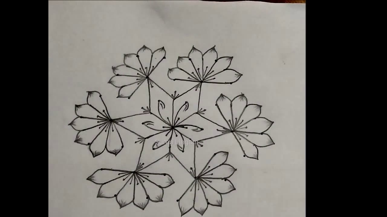 simple flower kolam - YouTube