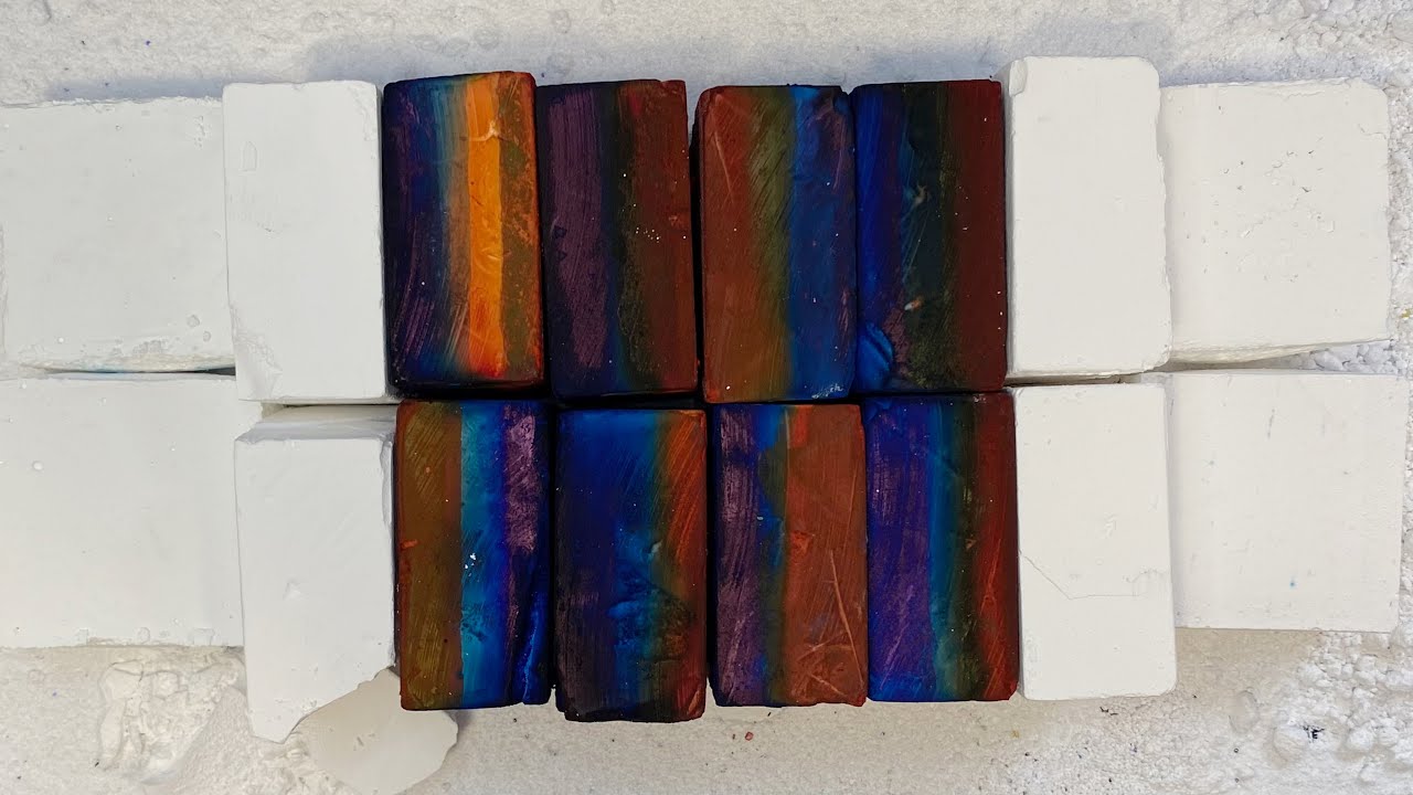 Two tones Dyed Blue and Red Blocks with Fresh Blocks and Crunchy Reforms | Oddly Satisfying | Pt 2/3