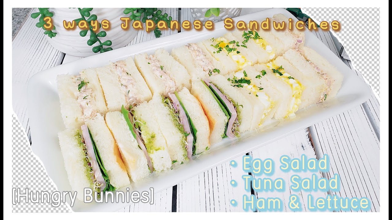 3 Ways Japanese Sandwiches Egg salad, Tuna salad and Ham Sandwiches YouTube