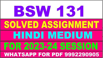 bsw 131 solved assignment 2023-24 | bsw 131 solved assignment in hindi 2024 | bsw 131 2024