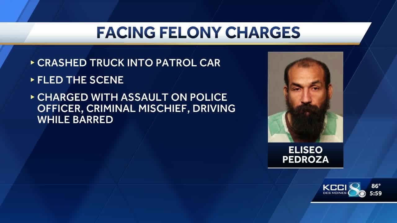 Des Moines man faces felony charges for crashing into police car - YouTube