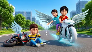 Shiva vs Rudra | Old Motorcycle vs Flying Racing Bike | Shiva Rudra Cartoon screenshot 2