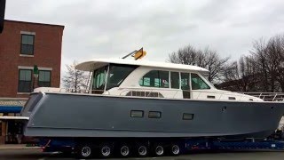 Sabre Yacht 66 with Siebert Yacht Management Rockland ME boat move through town