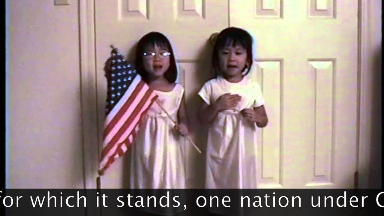 4 year old twins did Pledge of Allegiance to the Flag of United States