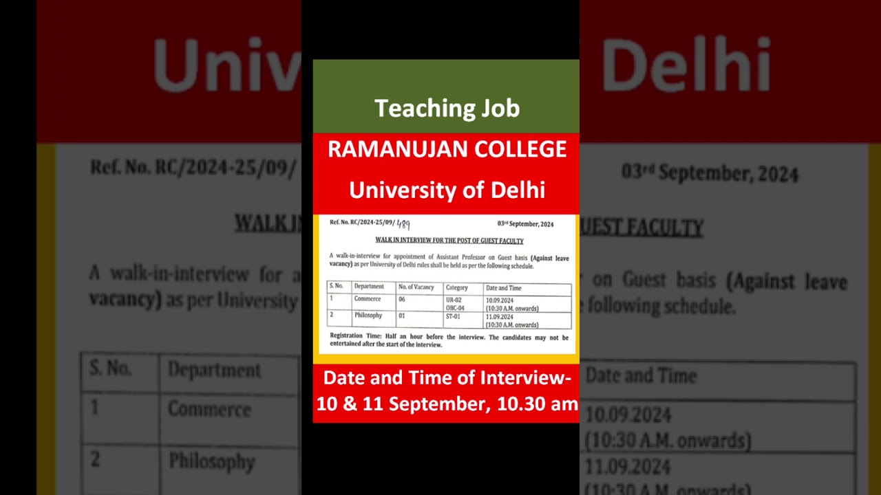 Assistant Professor Vacancy 2024