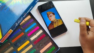 Subhash Chandra Bose Drawing | With Camline Soft Pastel screenshot 4