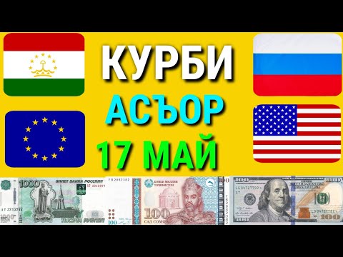 срочно! Курби Асъор имруз💸 курс валюта сегодня 17-уми Май  ДОЛЛАР,ЕВРО,РУБЛИ,СОМОНИ БОЛО РАФТ