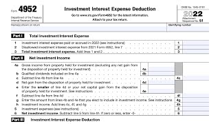 IRS Form 4952 walkthrough (Investment Interest Expense Deduction)