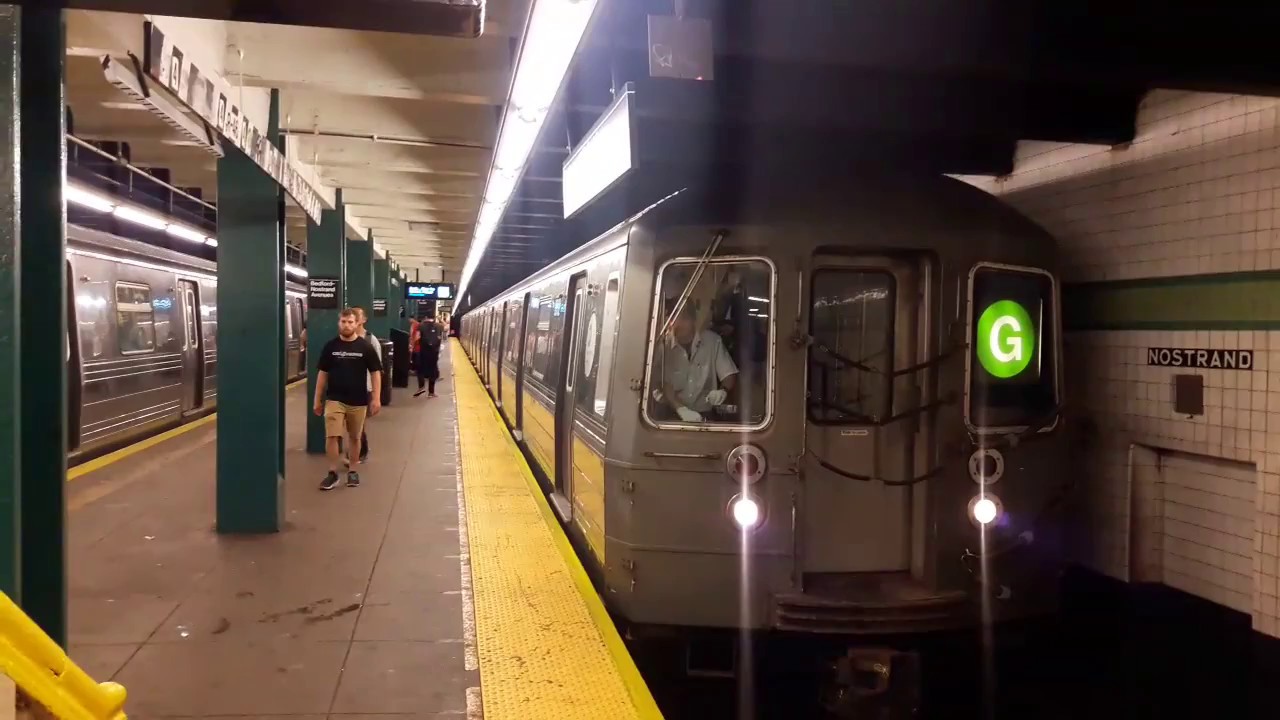 R68 (G) Shuttle Train 2800-2803 leaving Bedford - Nostrand Avenues ...