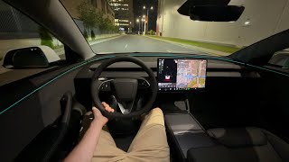 2026 Tesla Model 3 Long Range RWD Night Drive – Matrix LED Headlights Test