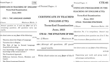 IGNOU|| CTE-1, CTE -02 & CTE-03 question paper June 2021