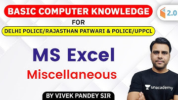 3:30 PM - Delhi & Rajasthan Police, Patwari, UPPCL | Computer by Vivek Pandey | MS Excel