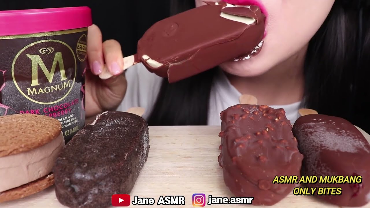 Jane ASMR CHOCOLATE ICE CREAM, MAGNUM ICE CREAM *ONLY BITES* YouTube