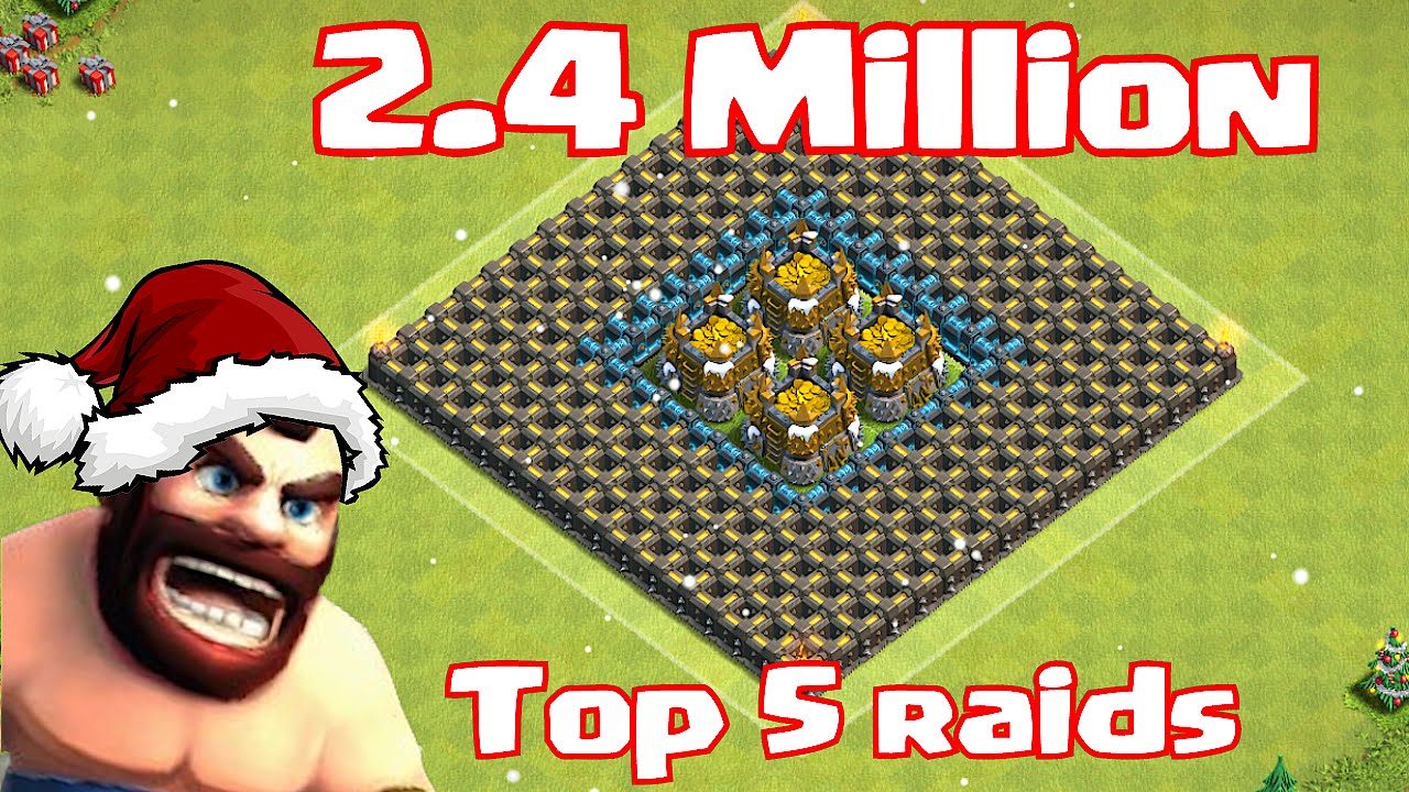 "Clash of clans 2.4 MILLION!! Top 5 raids" (1 Million Series)