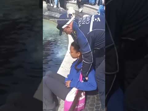 Climate Activist Group Pours Black Liquid into Rome Fountain #shorts  - VOA News.