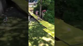 Another angle of the redneck homemade slip and slide! #waterslide #crazy #viral #shorts