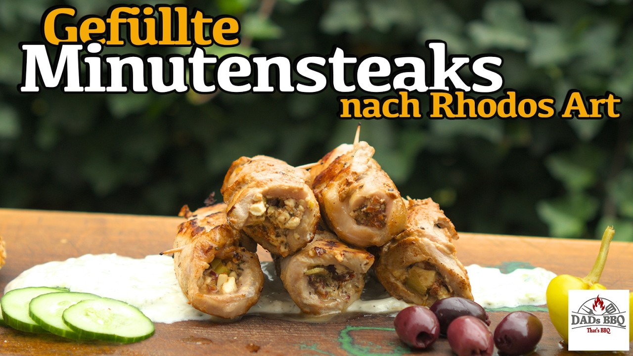 Gefüllte Minutensteaks Rhodos Art | Feta Stuffed Pork Rolls vom Grill 🔥🇬🇷 Rezept DADs BBQ