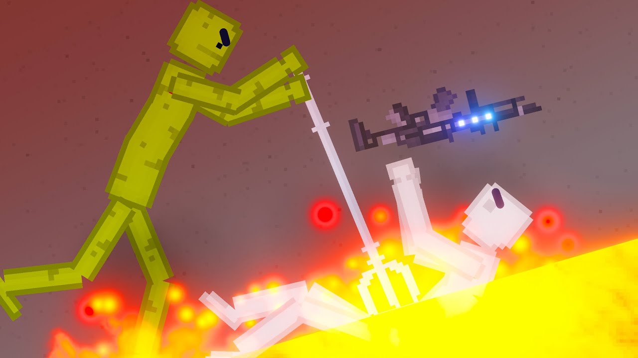 Melon Humans Fight People On Lava Map in People Playground