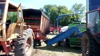 Unloading Chopper Wagon into Silage Bag