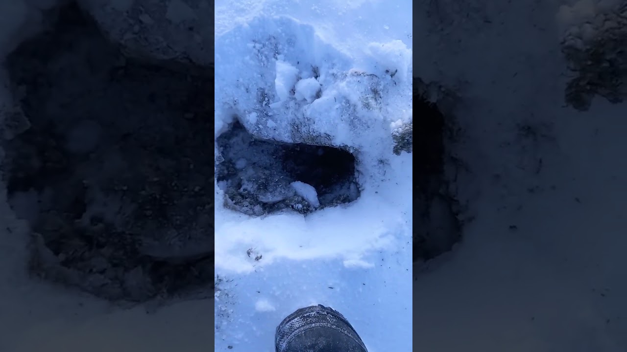 Eskimo finds muskrat hole
