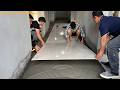 Professional Construction Process For Indoor Hallway Flooring Using Large-Sized Ceramic 120 x 180cm