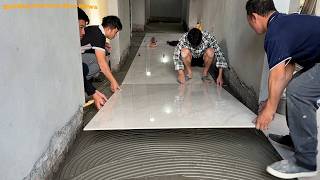 Professional Construction Process For Indoor Hallway Flooring Using Large-Sized Ceramic 120 x 180cm