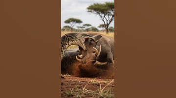 Will the python manage to swallow the warthog in one bite #wildlife #python #nature