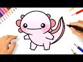 HOW TO DRAW A CUTE BABY AXOLOTL EASY ????