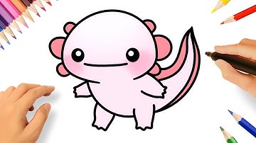 HOW TO DRAW A CUTE BABY AXOLOTL EASY 💗
