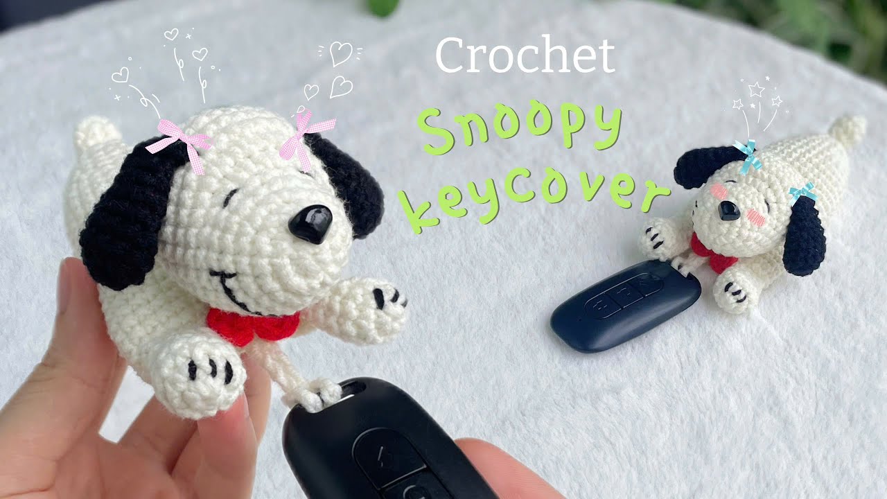 How To Crochet Snoopy Keycover Tutorial | Cute Snoopy keycover #crochetanywhere