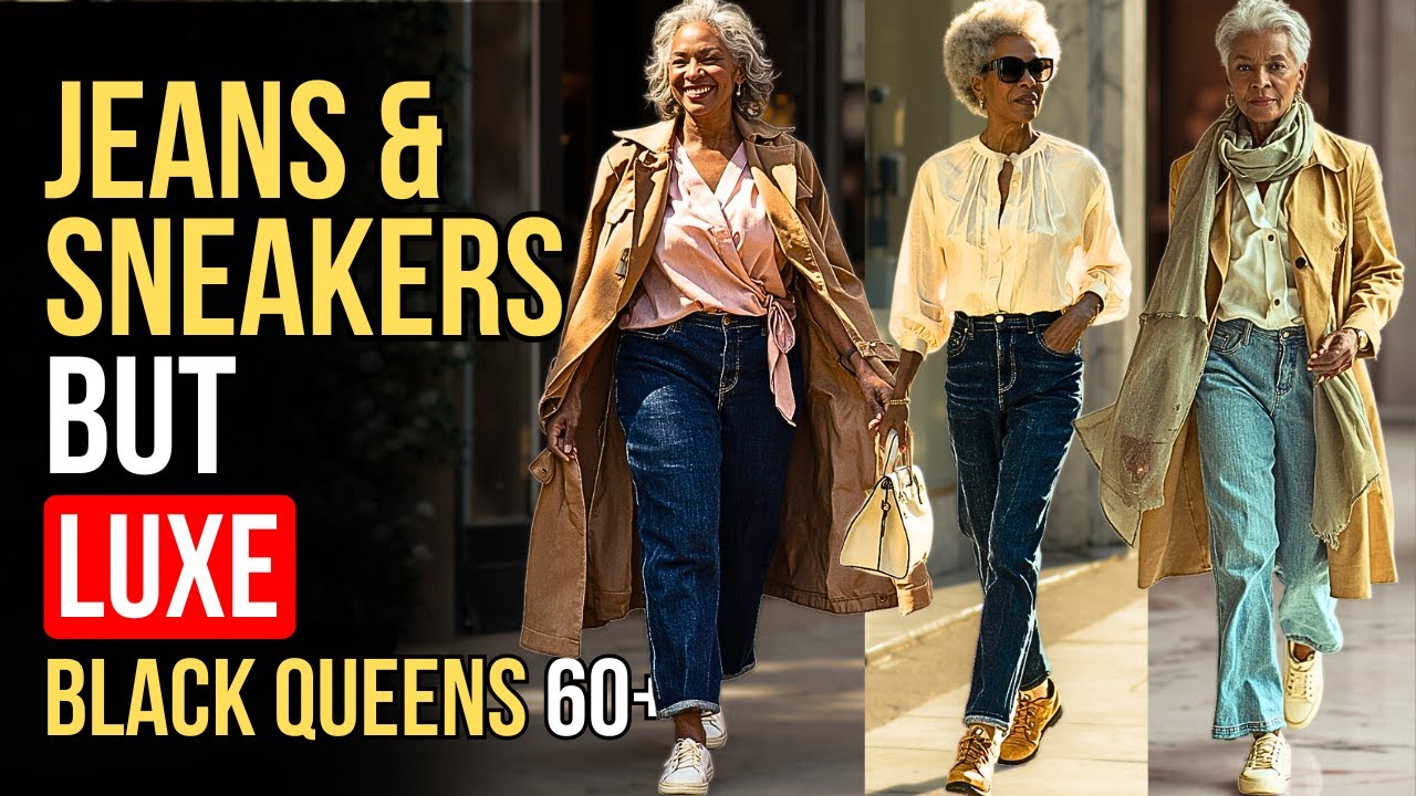 9 Styling Secrets to Make Jeans & Sneakers Look Rich and Elegant on Older Black Women Over 60