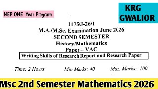 Writing skills of Research Report and Research Paper || Msc 2nd Semester Maths NEP One year program