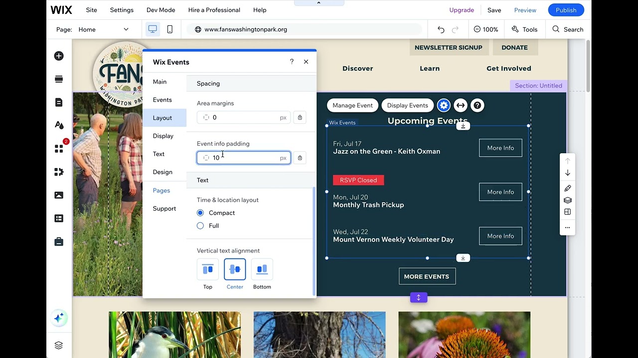 Wix Events Spacing - Ribbons