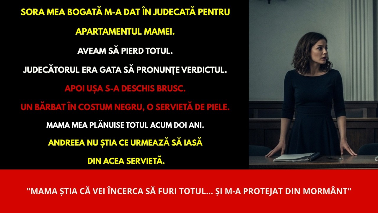 Sora mea bogată m-a dat în judecată pentru moștenire ... apoi un bărbat în costum negru a intrat