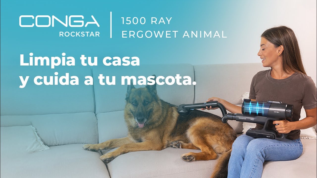 Aspirador escoba - CECOTEC Conga Rockstar 1500 Ray Ergowet Animal