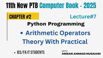 Python Arithmetic Operators Explained in Urdu | Class 11 PTB Book 2025| Chapter 2 |  ICS |FA IT