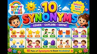 10 Synonyms for Kids 📚 | Learn Easy Synonym Words | English Vocabulary for Children